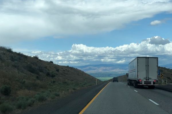 trucks on a highway
