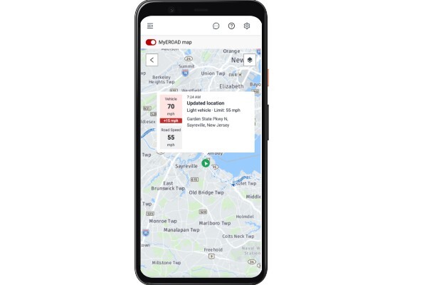 mobile phone displaying route map