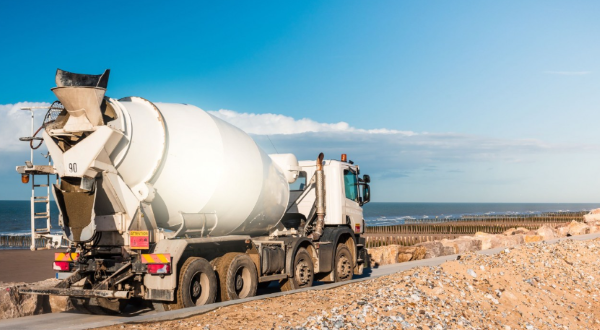 ready-mix truck at a job site