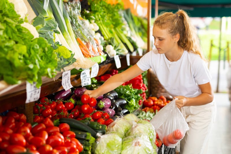 fresh produce in a grocery store