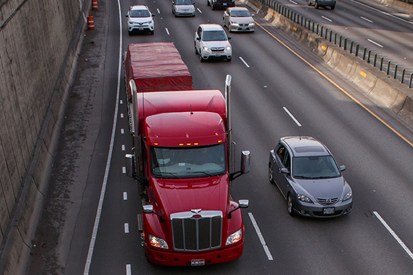 trucks on a highway