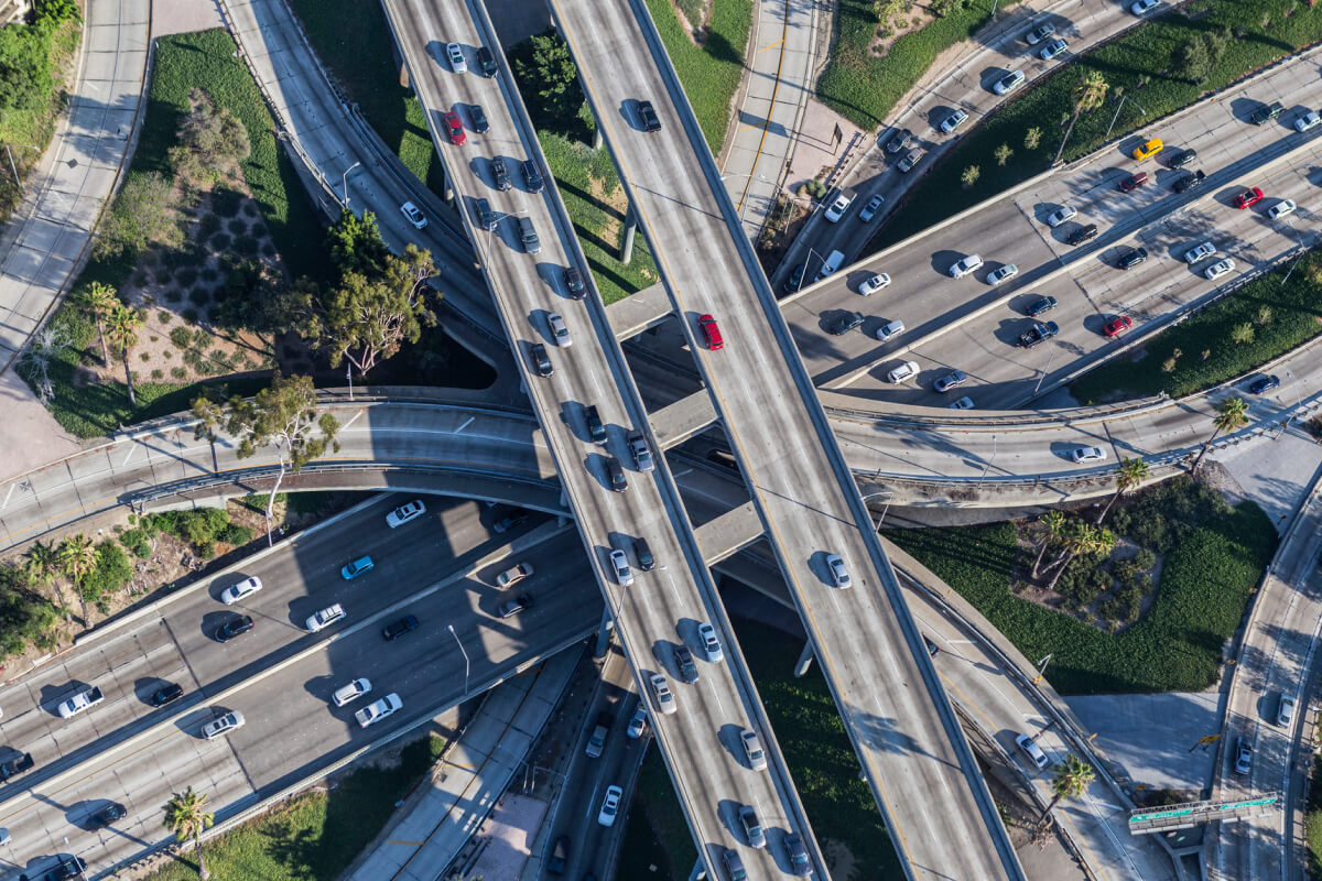 overhead image of highway system