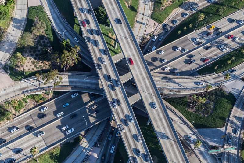 overhead image of highway system