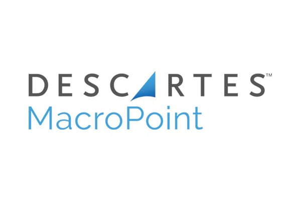 Descartes Macropoint Logo and image of a desktop computer showing route mapping
