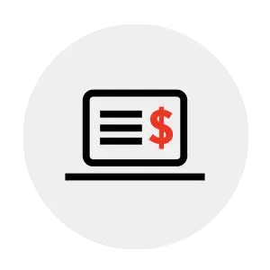 Laptop icon with a red dollar sign