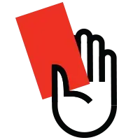 Raised hand with a red card icon, representing penalties