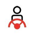 Icon of a driver at a steering wheel