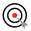 Target icon with an arrow in the red bullseye