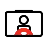 Driver on a device screen icon with a red steering wheel