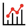 Icon of a rising line chart over a bar graph