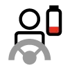 Icon of a driver with a low battery, representing fatigue
