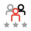 Icon of three people above three stars