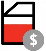 Fuel can icon with a dollar coin