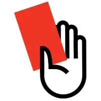 Raised hand with a red card icon, representing penalties