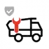 Truck icon with a spanner and a shield tick