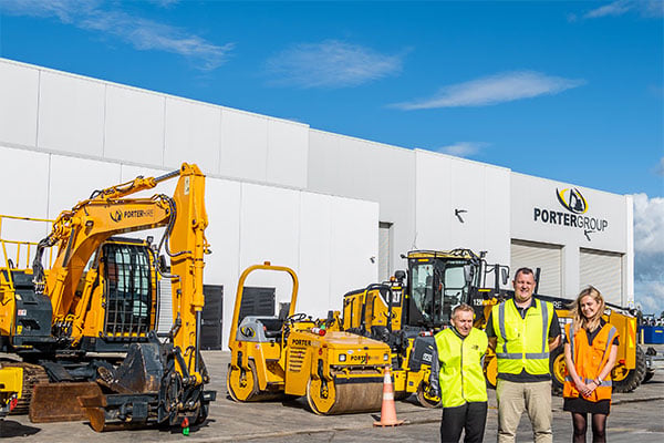 Hire yard with excavators and rollers