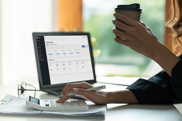 MyEROAD fuel tax credit report on a laptop