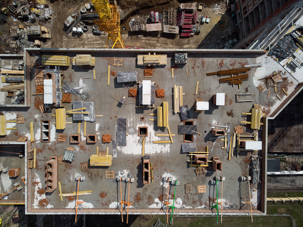 Construction plant and equipment on a site