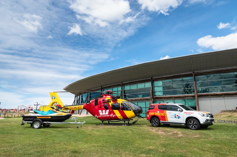 Life Saving Victoria rescue helicopters and response vehicle