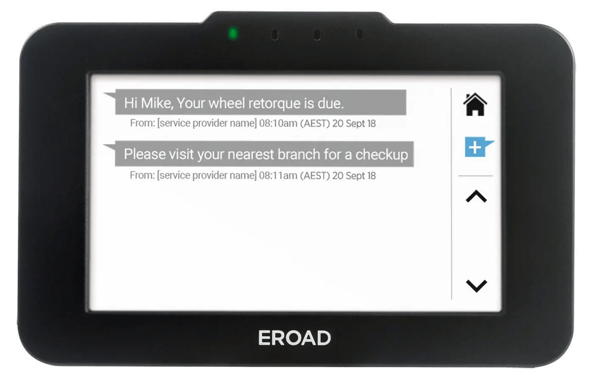 Ehubo2 screen showing a personalised wheel re-torque message
