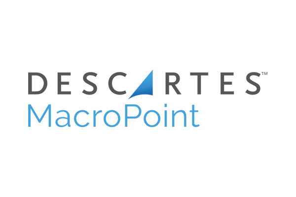 Descartes Macropoint Logo and image of a desktop computer showing route mapping