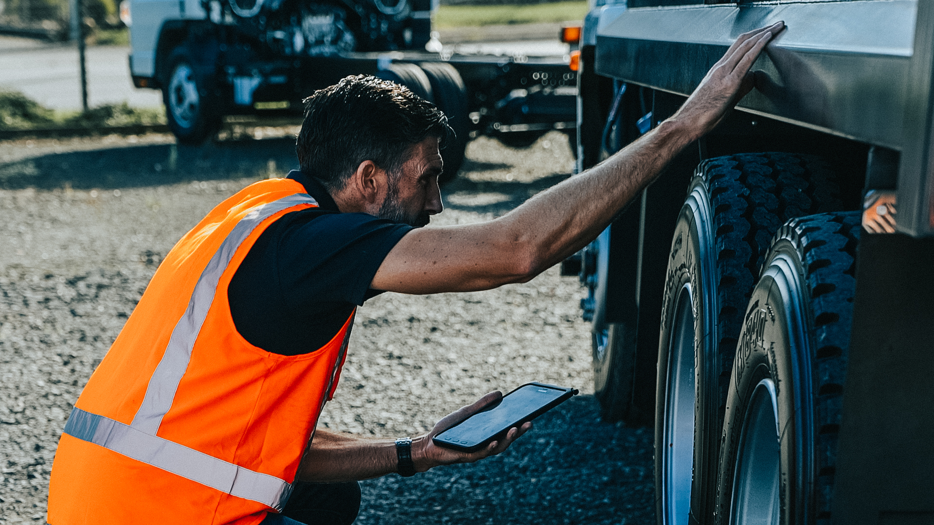 Inspect - driver inspecting the vehicle
