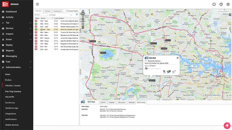 EROAD Share view in MyEROAD