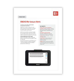Cover of the EROAD Re-torque alerts product sheet