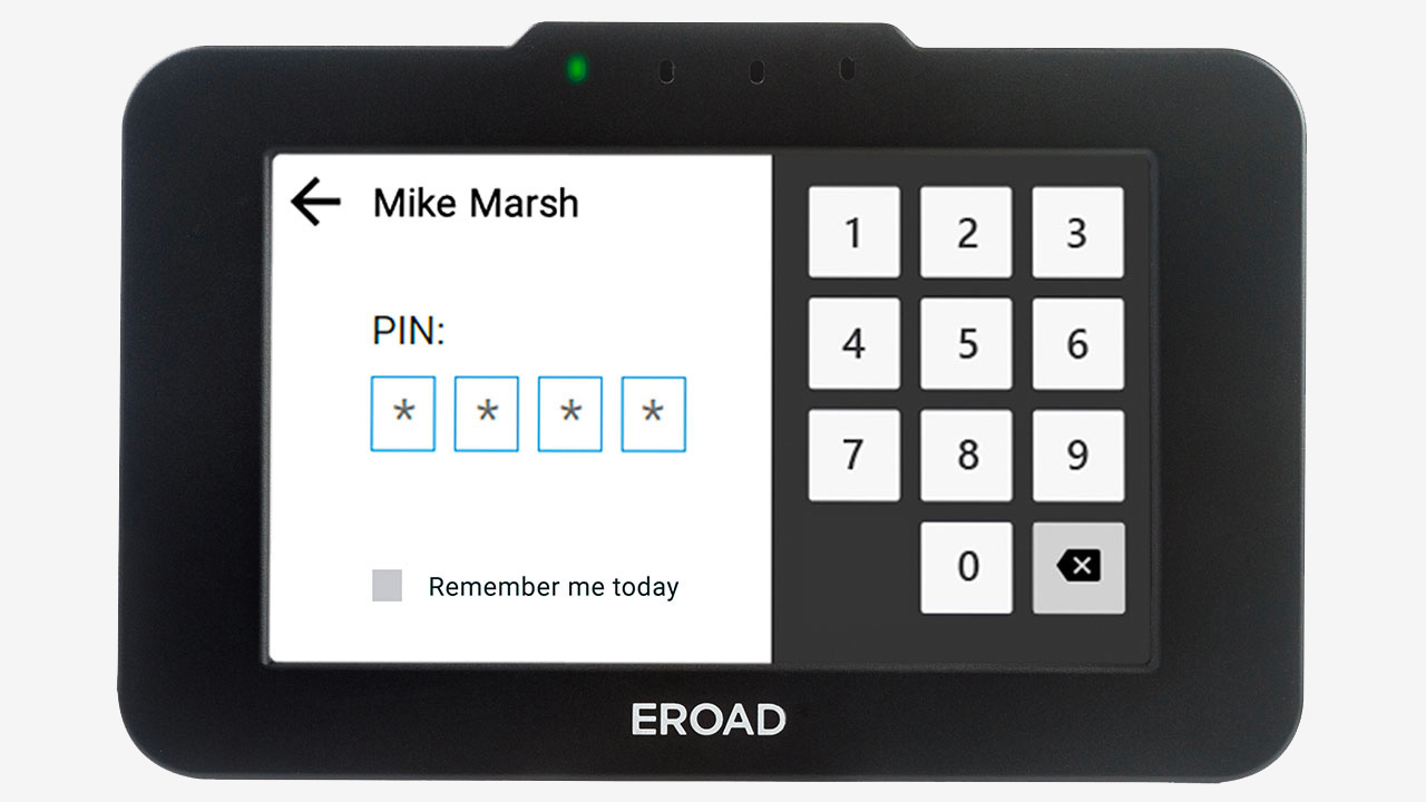 EROAD Ehubo2 device mounted in a vehicle cab