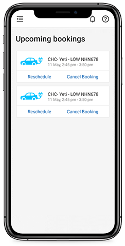 Animation of the EROAD BookIt mobile booking screens