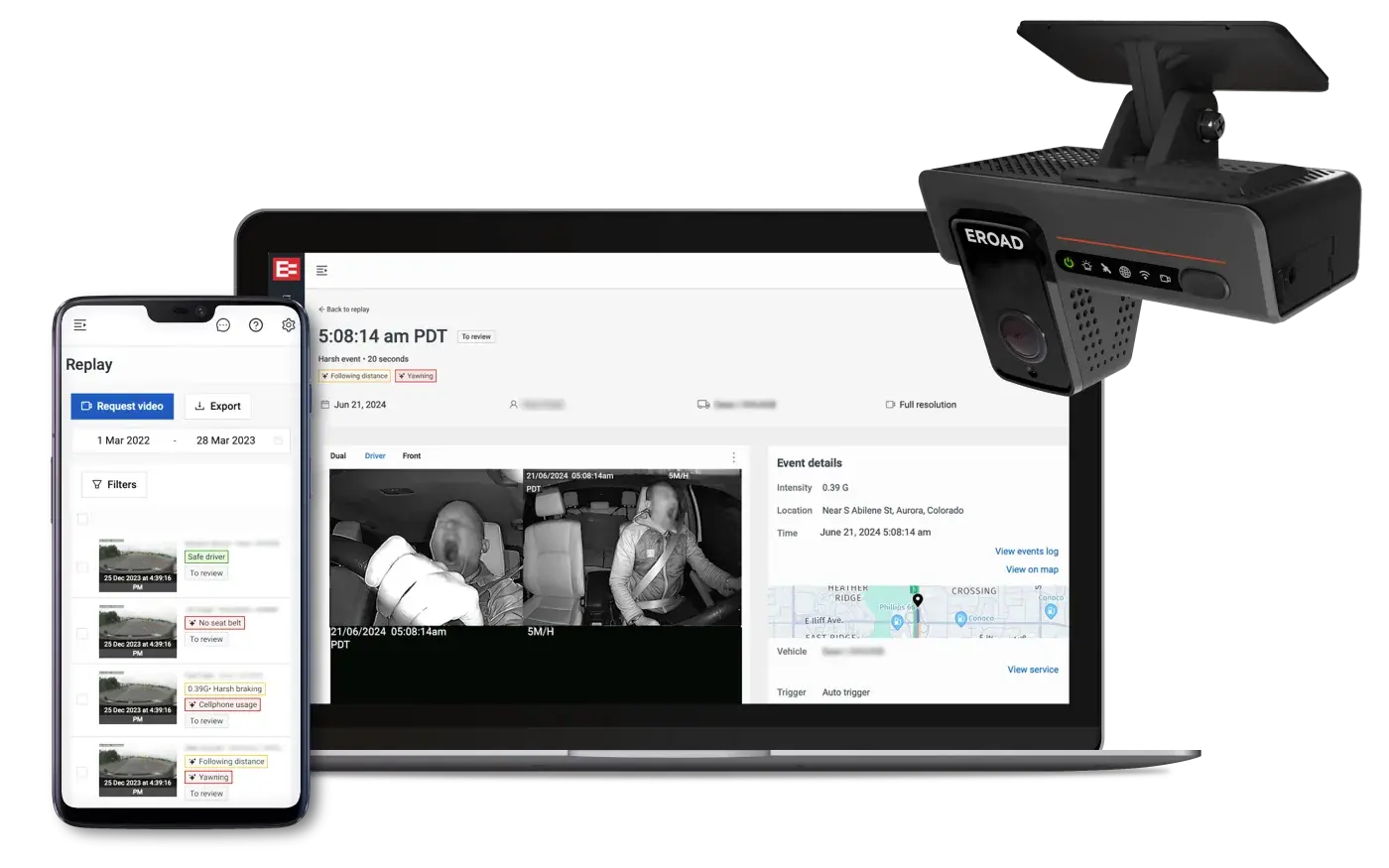 Clarity Edge with the Replay video portal on a laptop and phone