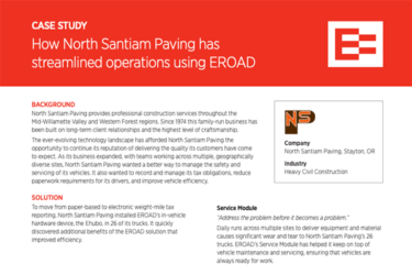 North Santiam Paving uses EROAD to improve scheduling, dispatching, fleet utilization and fleet maintenance.