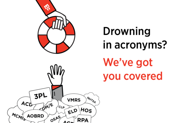 Person drowning in trucking acronyms. EROAD provides a life preserver with the ultimate glossary.