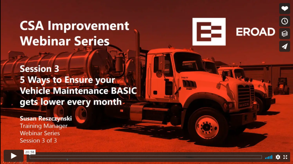 CSA Improvement Series Vehicle Maintenance BASIC EROAD USA