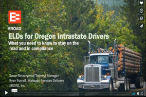 Intro slide, ELDs for Oregon Intrastate Drivers webinar