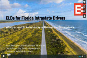 Intro slide, ELDs for Florida Intrastate Drivers webinar
