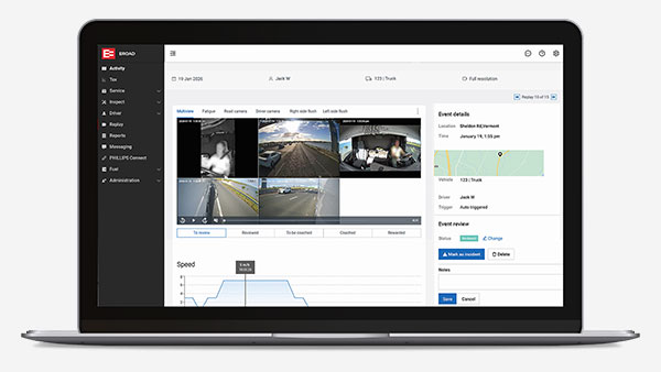 The EROAD unified software platform shown on a laptop.